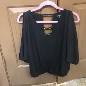 Black and gold open Shoulder top